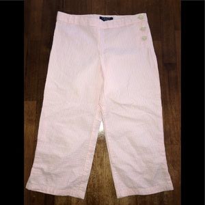 Chaps pink seersucker stripe pants 7